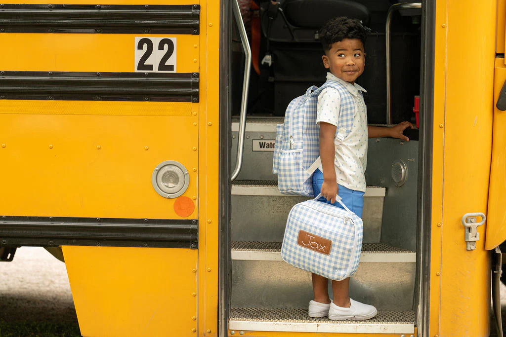 Lunch Bag- Blue Gingham (monogram included)