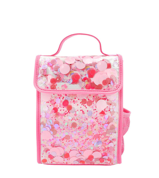 Pink party confetti insulated lunchbox