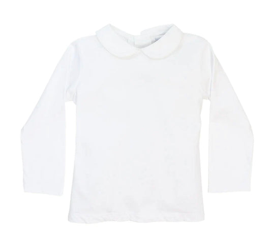 White Knit-Unisex Long Sleeve Button Back Piped Shirt