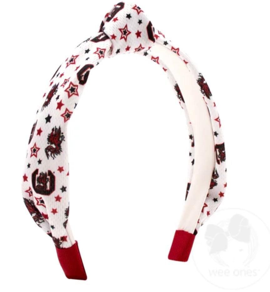 Signature Collegiate Logo Print Soft Ripple-Textured Knot Wrap Headband