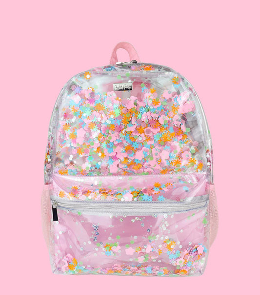 Flower shop confetti clear backpack