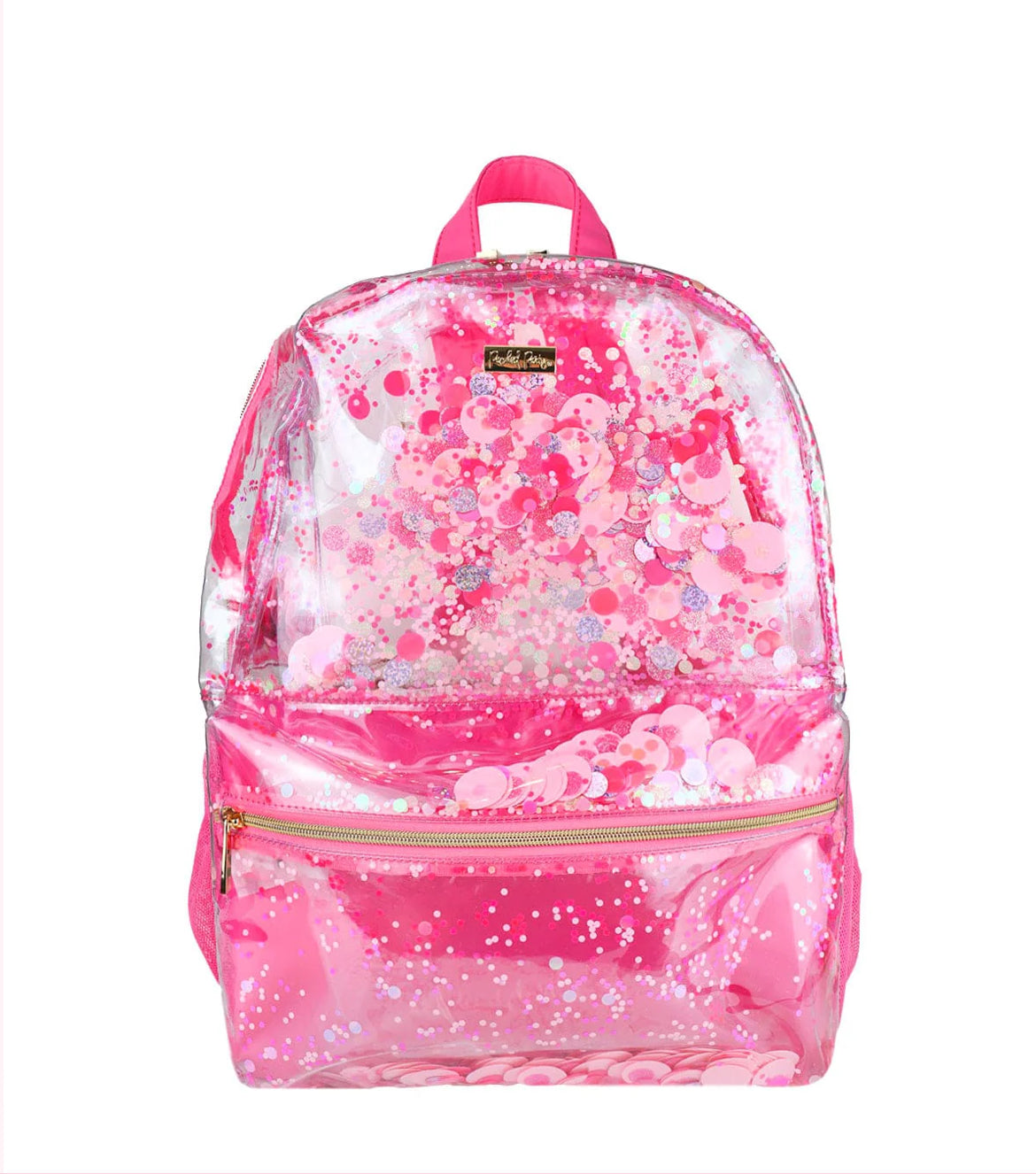 Pink party confetti clear backpack