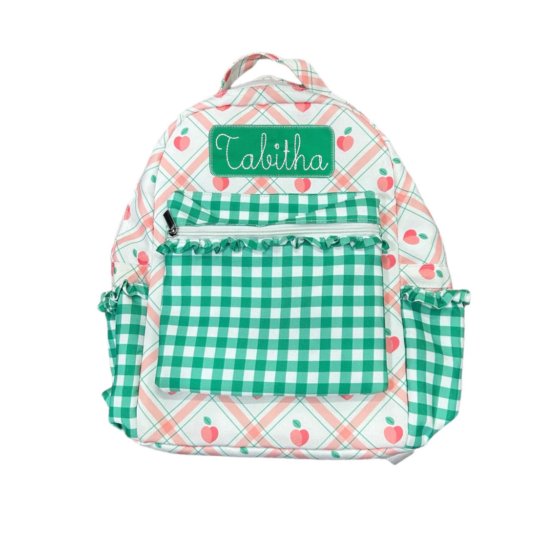 Backpack- Peaches Plaid (monogram included)