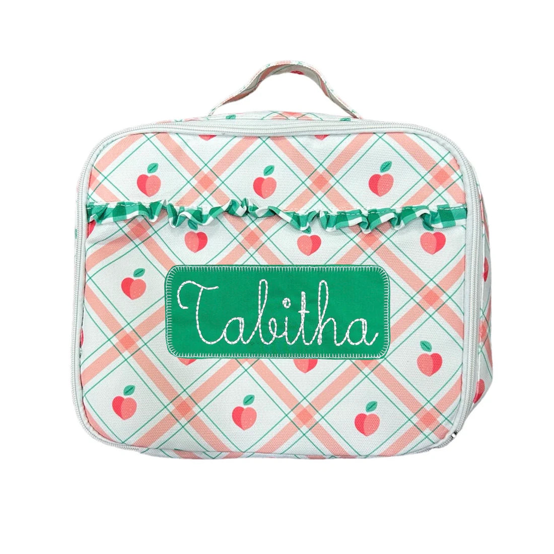 Lunch Bag- Peaches Plaid (monogram included)