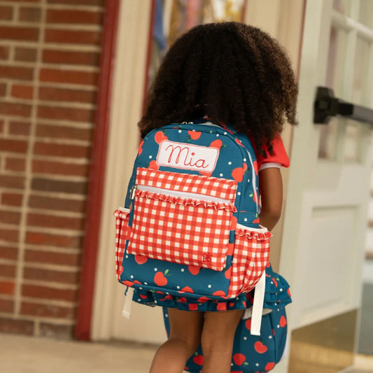 Backpack Apples on Navy (monogram included)