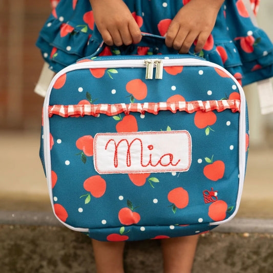 Lunch Bag- Apples on Navy (monogram included)