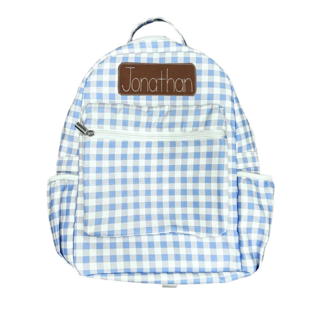 Backpack - Blue Gingham (monogram included)