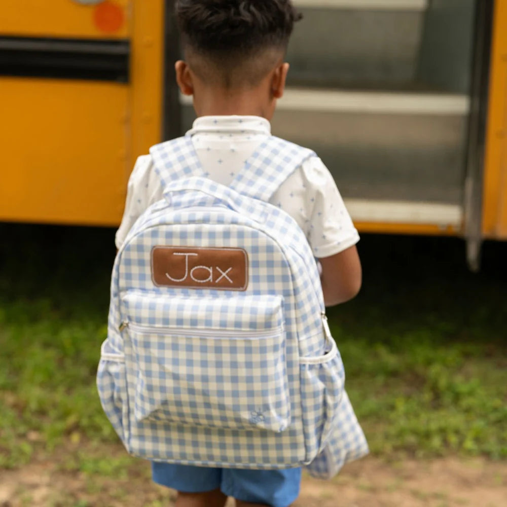 Backpack - Blue Gingham (monogram included)