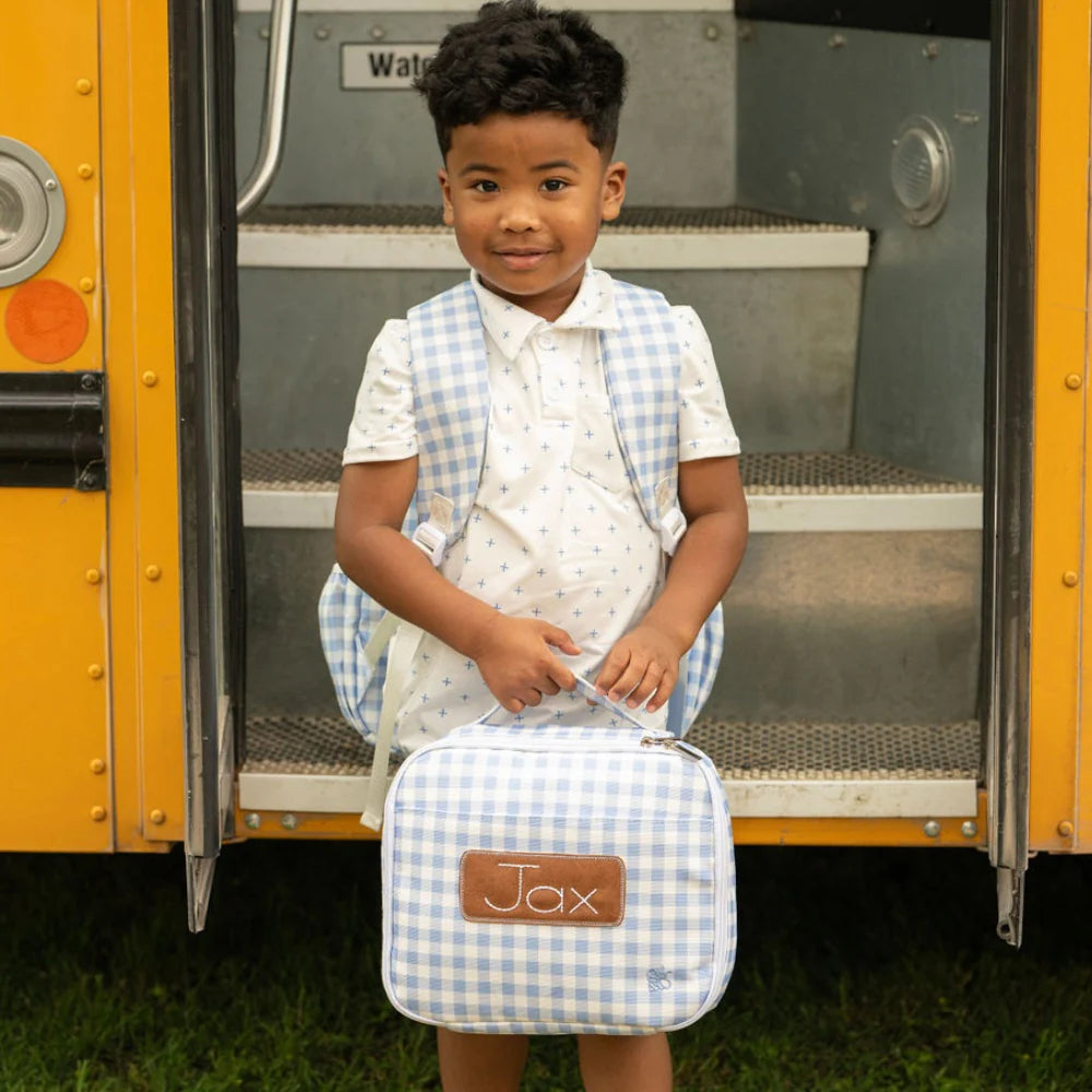 Lunch Bag- Blue Gingham (monogram included)