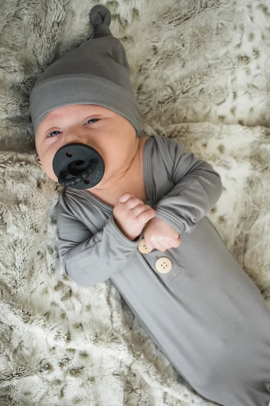 Stone Grey Knot Gown and Hat