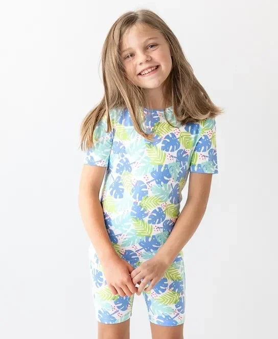 RuffleButts Ohana Palms Snuggly 2 Piece Ruffled Shorts Jammies