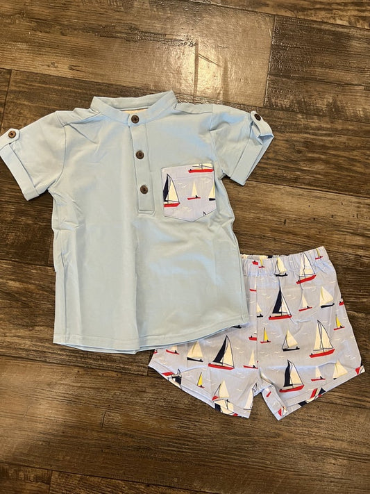 Sailboat Boy Short Set