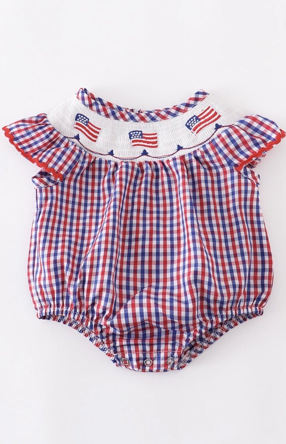 Patriotic Flag Ruffle Romper