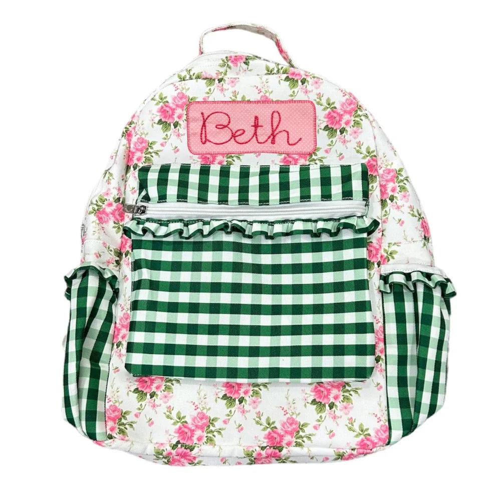 Backpack- Pink Roses (monogram included)