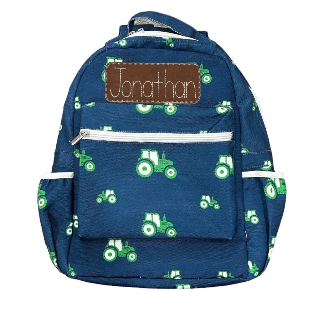 Backpack- Tractors on Navy (monogram included)