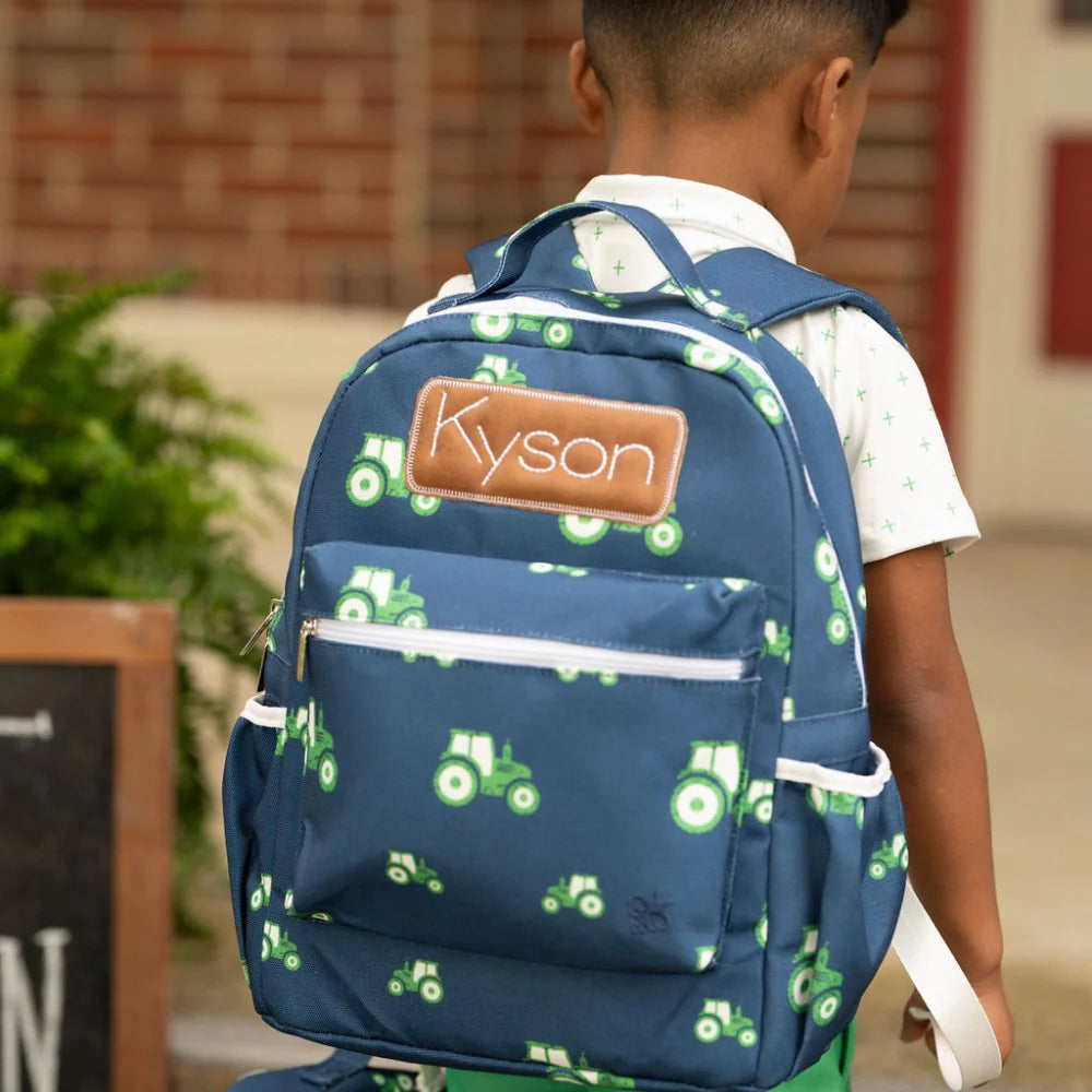 Backpack- Tractors on Navy (monogram included)